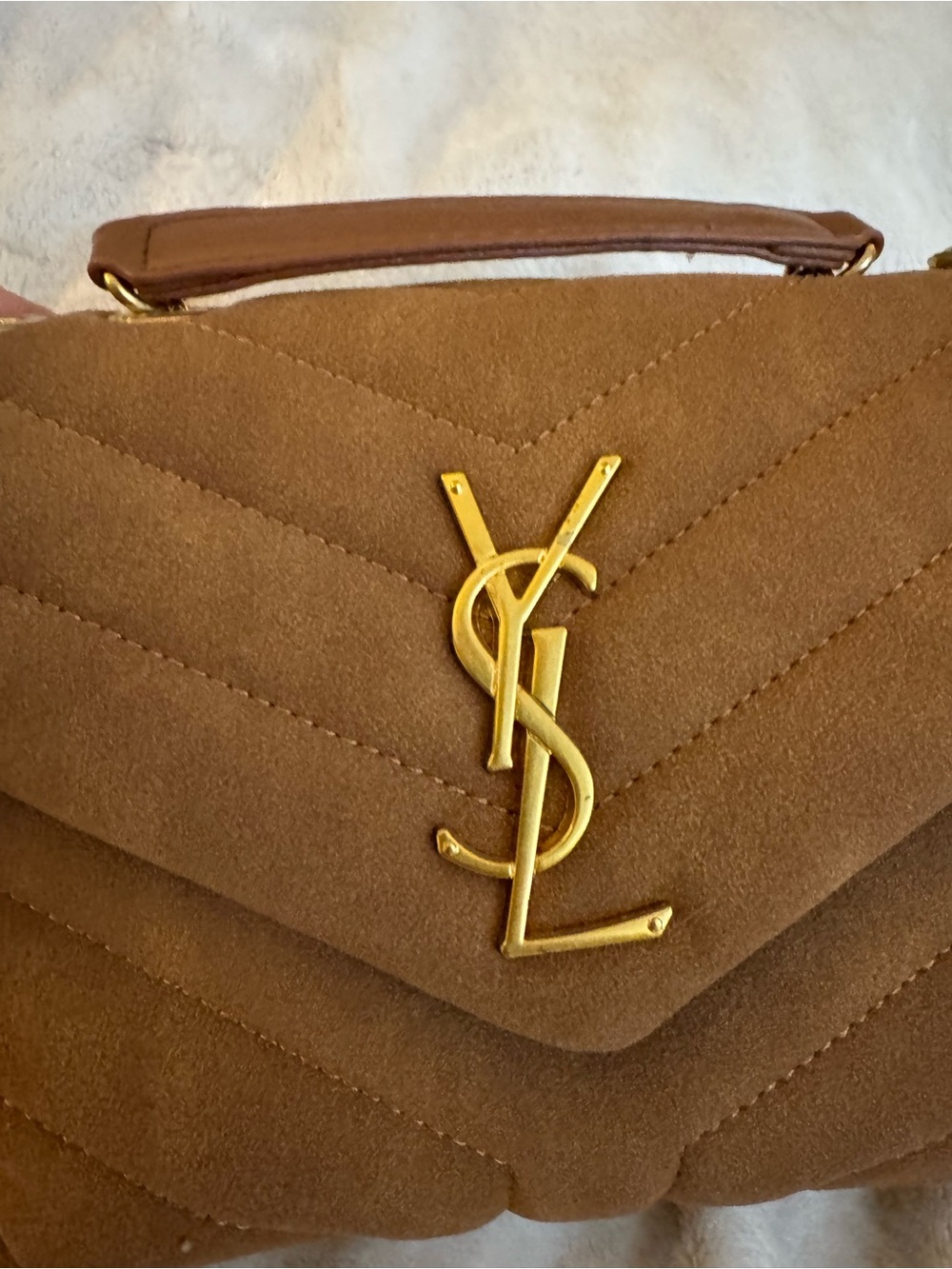 Saint Laurent YSL Loulou Style Chevron Shoulder Bag Gold Chain Dust Bag EUC - Picture 2 of 9